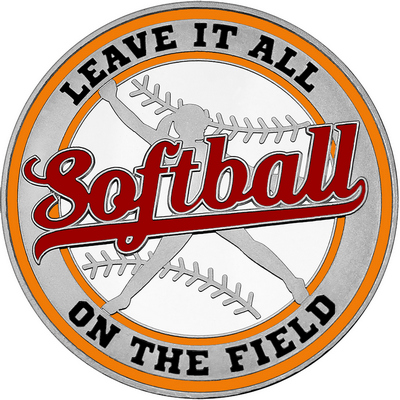 Maroon "Softball" with Orange Outer Circular Borders